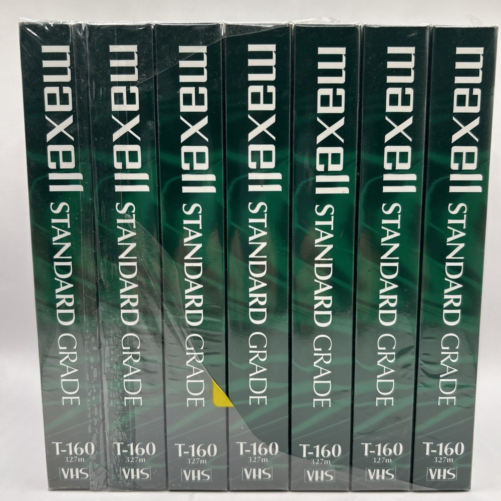 Maxell T‑160 VHS Tapes 7‑Pack • 327 Min • New Sealed